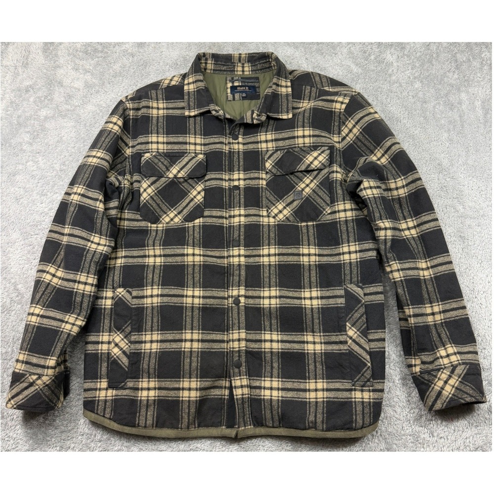 Roark Overshirt Mens XL Black Backwoods Plaid Quilted Lined Flannel Shacket